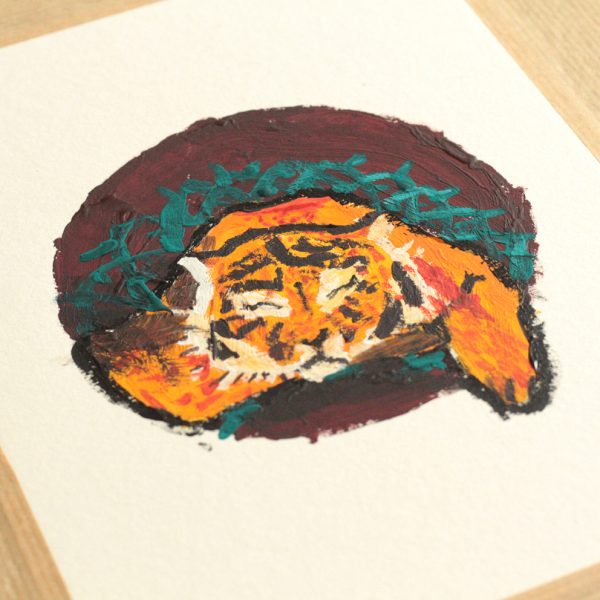 Atelier peinture à la gouache d&rsquo;un petit animal endormi