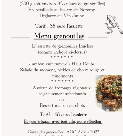 Menu Grenouilles