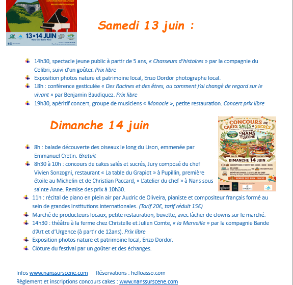 Programme festival Nans sur Scène